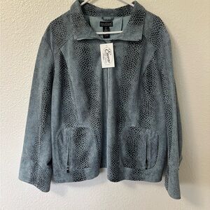 Dialogue Light Blue Snake-Print Zip Jacket